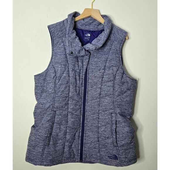 The North Face Vest Women's Size XL Heathered Purple Puffer - Picture 3 of 7